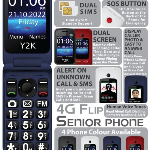 Y2K 4G FLIP SENIOR PHONE (UPGRADED TYPE C CHARING PORT)