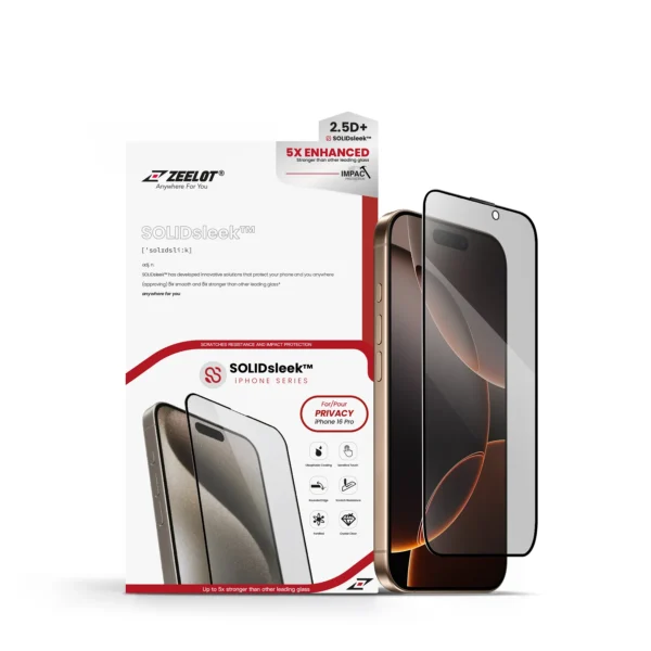 iPhone 16 Pro MaxZEELOT SOLIDsleek 2.5D Tempered Glass Screen Protector for iPhone 16 Series